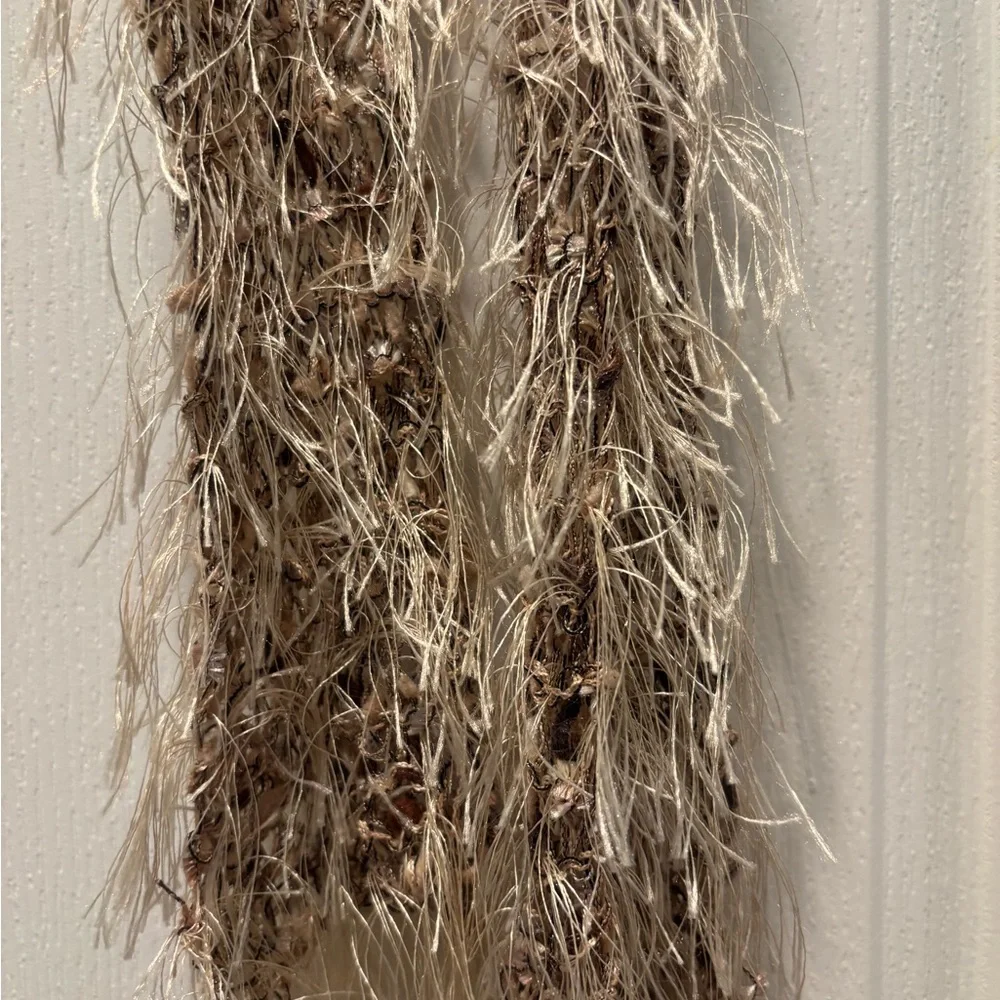 Fuzzy Eyelash Scarf in Beige
